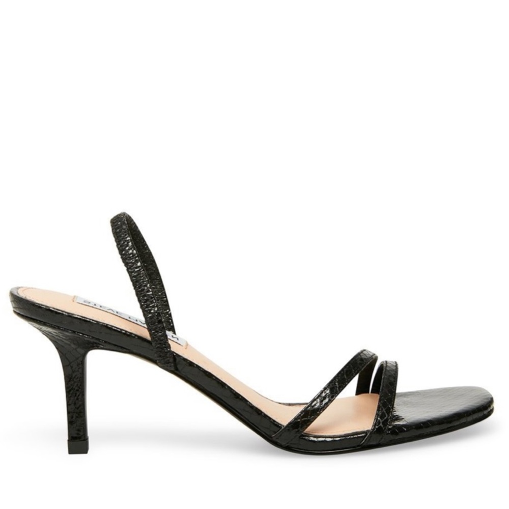 Loft Black Snake Skin Heel Sandals by Steve Madden